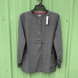 Ethical Fabric Stretch Snap Front Active Warm Up Scrub Jacket Size XS